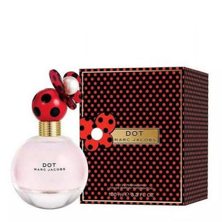 Marc Jacobs Dot perfume bottle and packaging on a white background