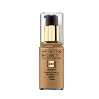 Max Factor Face Finity foundation bottle on a white background