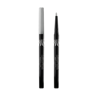 Two black eyeliner pencils with white tips on a white background