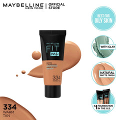 Maybelline Fit Me Foundation Matte and Poreless 334 Warm Tan - AllurebeautypkMaybelline Fit Me Foundation Matte and Poreless 334 Warm Tan