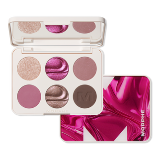 Morphe makeup palette with pink and purple shades on a white background