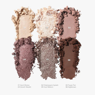 Color swatches of eyeshadow shades on a white background