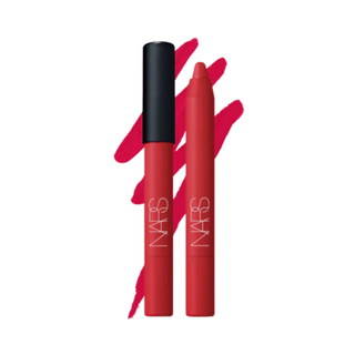 Two red lip products with black caps on a white background, featuring the NARS logo.