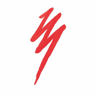 Red brushstroke design on a white background