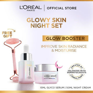 Loreal Set Instant Glowing Serum 15Ml+Glowing Night Cream 50Ml+Roller - AllurebeautypkLoreal Set Instant Glowing Serum 15Ml+Glowing Night Cream 50Ml+Roller