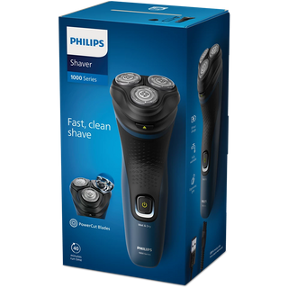Philips shaver packaging with blue background