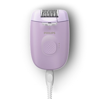 Blue Philips epilator on a white background