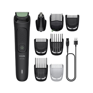 Philips grooming kit with various attachments on a white background