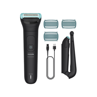 Philips electric shaver set with attachments on a white background