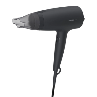 Black Philips hair dryer on a white background