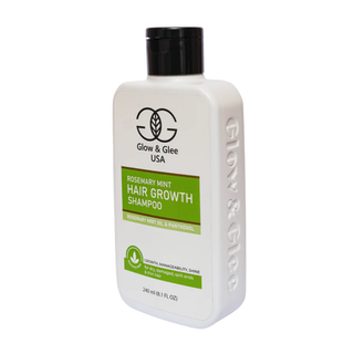 Glow & Glee Rosemary Mint Hair Growth Shampoo bottle on a white background