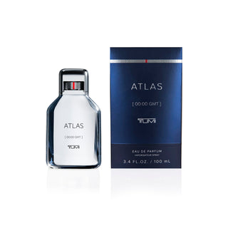 TUMI Atlas Eau de Parfum bottle and packaging on a white background