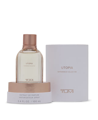 TUMI Utopia perfume bottle and packaging on a white background