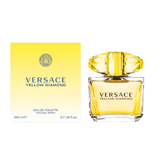 Versace Yellow Diamond perfume bottle and packaging on a white background