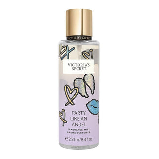 Victoria's Secret Party Like an Angel fragrance mist bottle on a white background