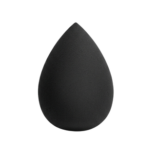 Black makeup sponge on a white background