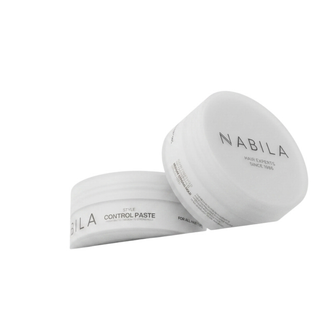 Two containers of Nabila hair product on a white background
