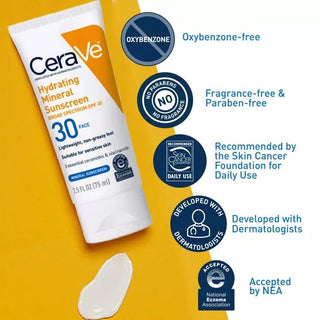 Cerave Hydrating Sunscreen Broad Spectrum Spf 30 Mineral Sunscreen 75Ml - AllurebeautypkCerave Hydrating Sunscreen Broad Spectrum Spf 30 Mineral Sunscreen 75Ml