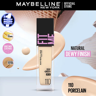 Maybelline Fit Me Liquid Dewy Smooth SPF 30 Foundation -110 Procelain 30Ml - AllurebeautypkMaybelline Fit Me Liquid Dewy Smooth SPF 30 Foundation -110 Procelain 30Ml