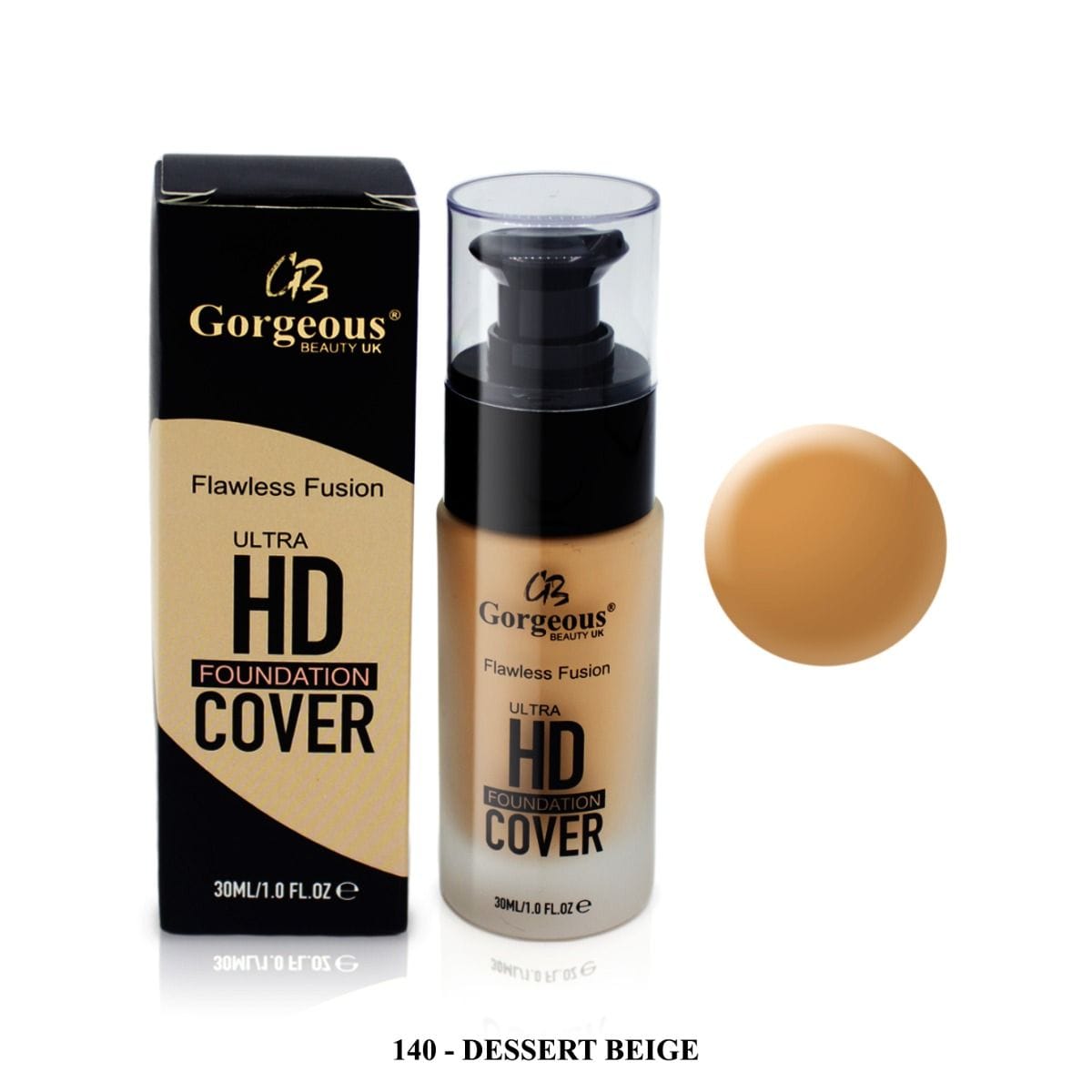 Gorgeous Beauty Flawless Fusion Hd Ultra Foundation Cover-140 Dessert Beige 30Ml