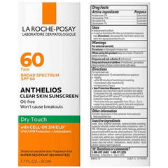 La Roche Posay Anthelios Clear Skin Dry Touch Face Sunscreen for Acne Prone Skin - SPF 60 50Ml