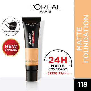 Loreal Paris Infallible 24H Matte Cover Rose Foundation -118 Rose Linen 35Ml - AllurebeautypkLoreal Paris Infallible 24H Matte Cover Rose Foundation -118 Rose Linen 35Ml