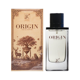 Origin Eau de Parfum bottle and packaging on a white background