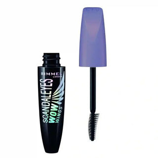 Rimmel London Scandaleyes Mascara with purple cap on a white background