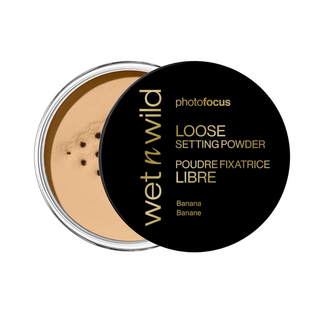 Wet n Wild loose setting powder with black lid on a white background