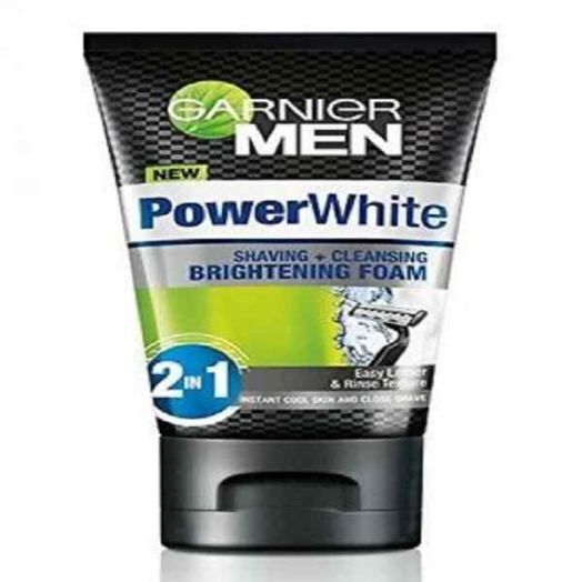 Garnier Men Power White 2-In-1 Fairness Facewash And Shaving Foam 100 Ml - AllurebeautypkGarnier Men Power White 2-In-1 Fairness Facewash And Shaving Foam 100 Ml