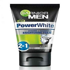 Garnier Men Power White 2-In-1 Fairness Facewash And Shaving Foam 100 Ml - AllurebeautypkGarnier Men Power White 2-In-1 Fairness Facewash And Shaving Foam 100 Ml