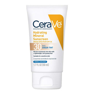 Cerave Hydrating Mineral Sunscreen SPF 30 Face Sheer Tint 50 ML - AllurebeautypkCerave Hydrating Mineral Sunscreen SPF 30 Face Sheer Tint 50 ML