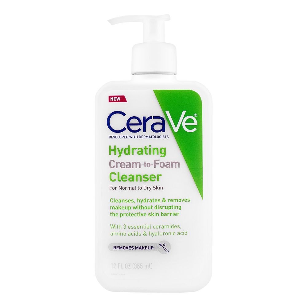 Cerave Hydrating Cream-To-Foam Cleanser 355Ml - AllurebeautypkCerave Hydrating Cream-To-Foam Cleanser 355Ml