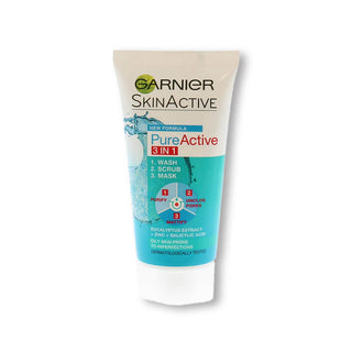 Garnier Pure Active 3In1 Face Wash Scrub And Mask 100Ml - Allurebeautypk