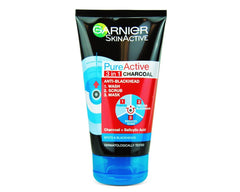 Garnier 3 In1 Pure Active Charcoal Face Wash Mask Scrub 100 ml - AllurebeautypkGarnier 3 In1 Pure Active Charcoal Face Wash Mask Scrub 100 ml