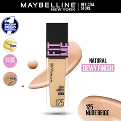 Maybelline Fit Me Foundation Dewy+Smooth - 125 Nude Beige - AllurebeautypkMaybelline Fit Me Foundation Dewy+Smooth - 125 Nude Beige