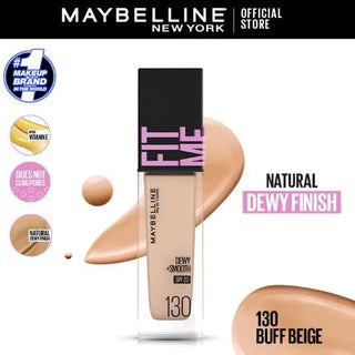 Maybelline Fit Me Dewy + Smooth Liquid Foundation Normal to Dry - 130 Buff Beige 30Ml - AllurebeautypkMaybelline Fit Me Dewy + Smooth Liquid Foundation Normal to Dry - 130 Buff Beige 30Ml