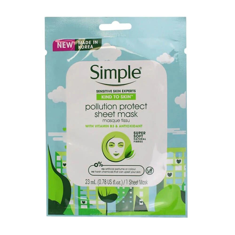 Simple Pollution Protect Kind To Skin Sheet Mask 23Ml - AllurebeautypkSimple Pollution Protect Kind To Skin Sheet Mask 23Ml