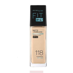 Maybelline Fit Me Matte+Poreless Foundation For Normal to Oily Skin -118 Light Beige 30Ml - AllurebeautypkMaybelline Fit Me Matte+Poreless Foundation For Normal to Oily Skin -118 Light Beige 30Ml